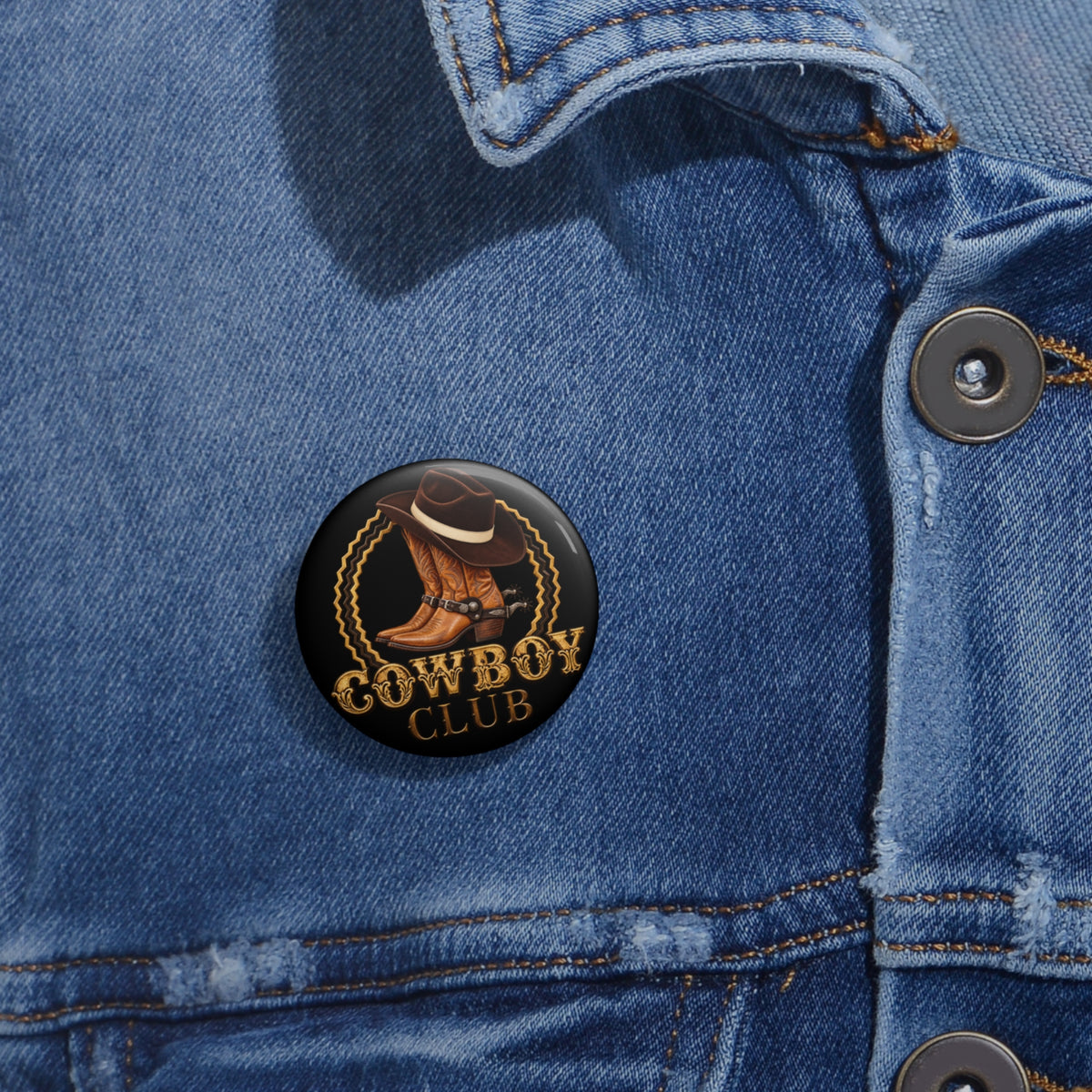 Custom Pin Buttons - Cowboys - Cowboy Club - Color - 3D Transparent