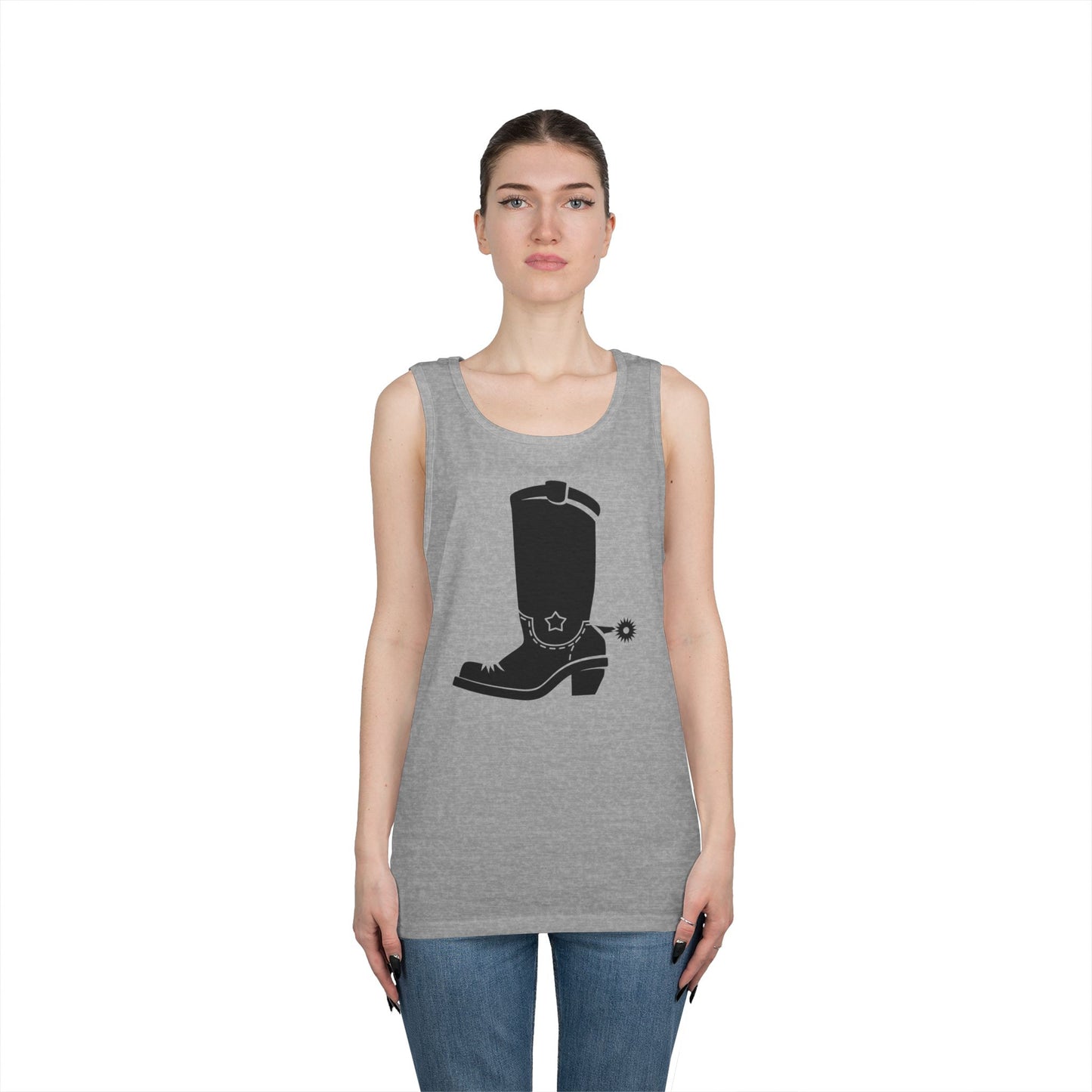 Unisex Heavy Cotton Tank Top - Western Boot with Spur X 300