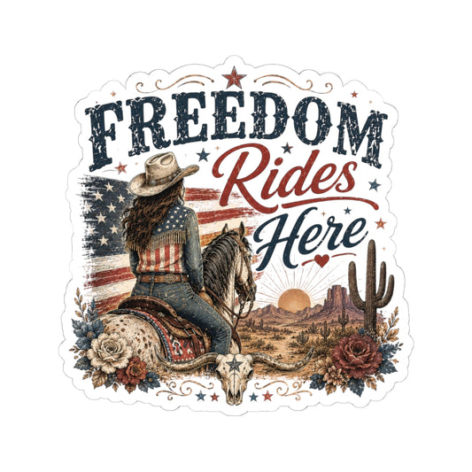 Kiss-Cut Sticker — Freedom Rides Here