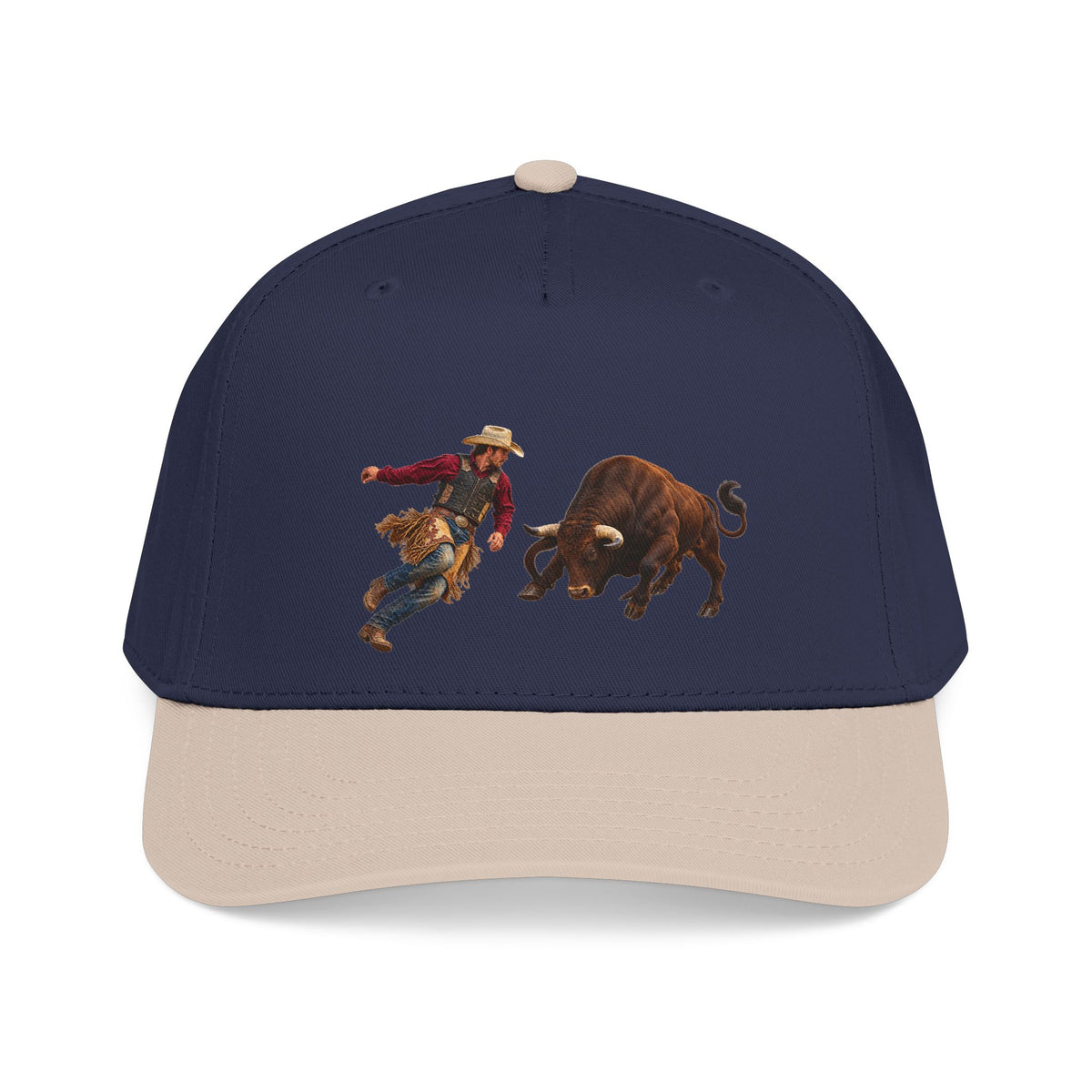 Mid Profile Baseball Cap — Cowboys - Cowboy and Bull - Color - 3D Transparent