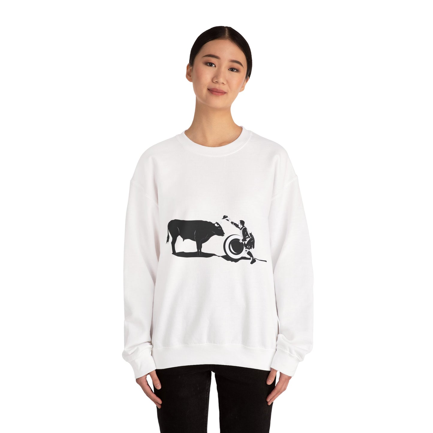 Crewneck Sweatshirt - Clown and Bull - BW
