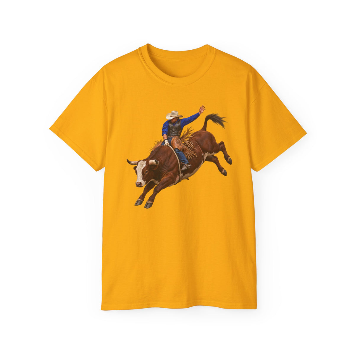 Unisex Ultra Cotton Tee - Cowboys - Bull Rider - Mid Ride - without Text - 3D Transparent