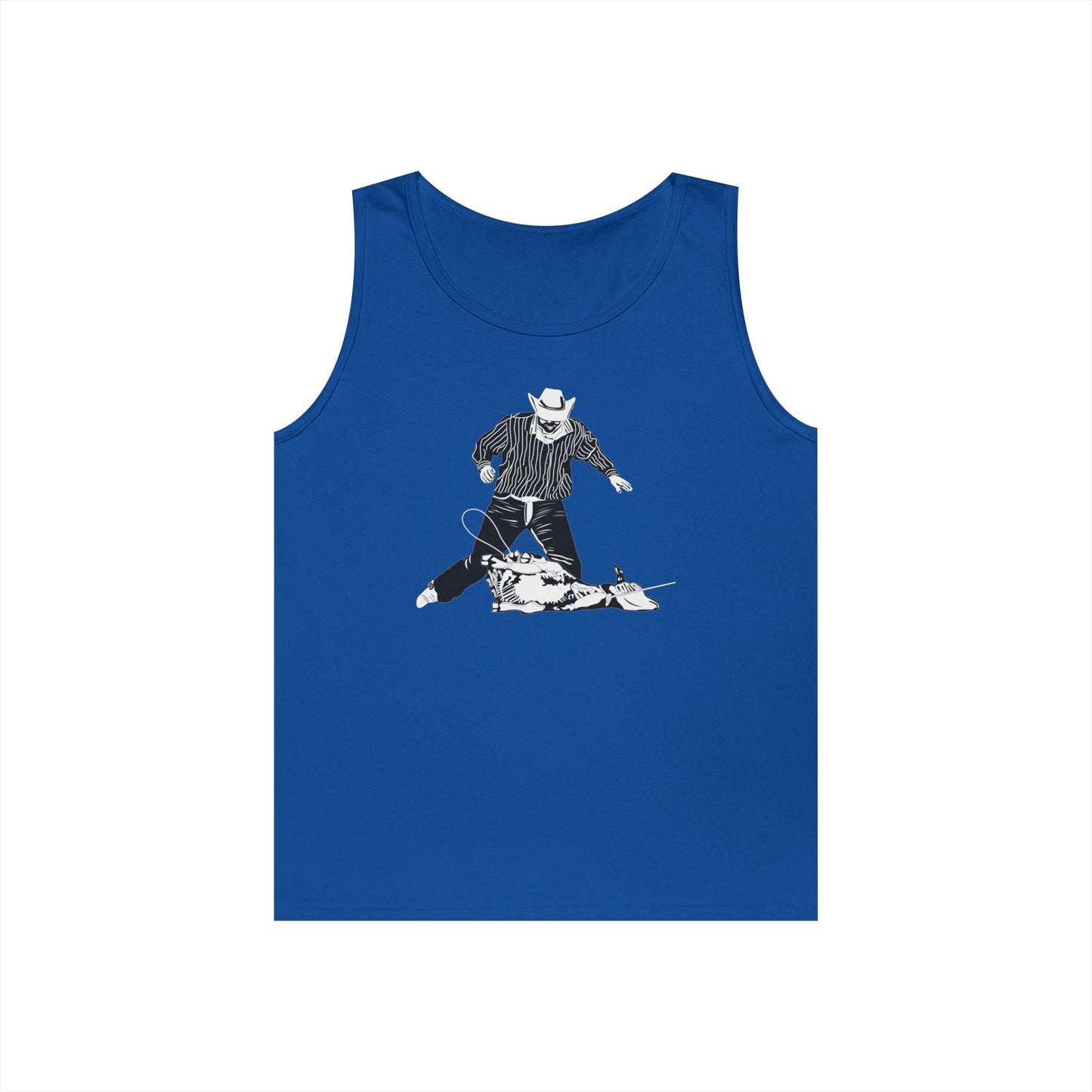 Unisex Heavy Cotton Tank Top - Calf Roping - BW