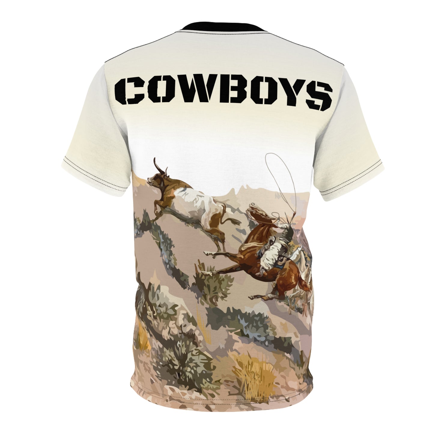 Unisex T-Shirt - Old West Cowboys Wrangling the Herd with Text