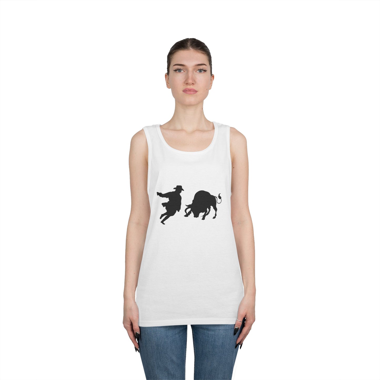 Unisex Heavy Cotton Tank Top - Clown and Bull - Silhouette