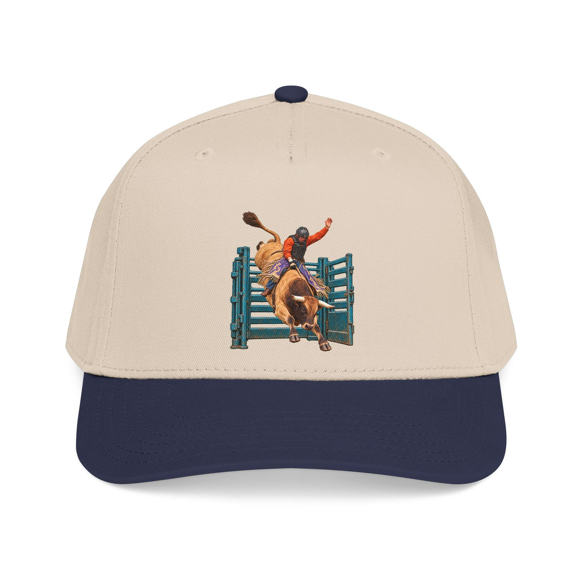 Mid Profile Baseball Cap — Cowboys - Bull Rider - Out of the Chute - without Text - 3D Transparent