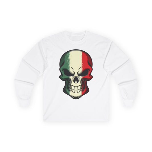 Unisex Ultra Cotton Long Sleeve Tee - Red White Green Skull