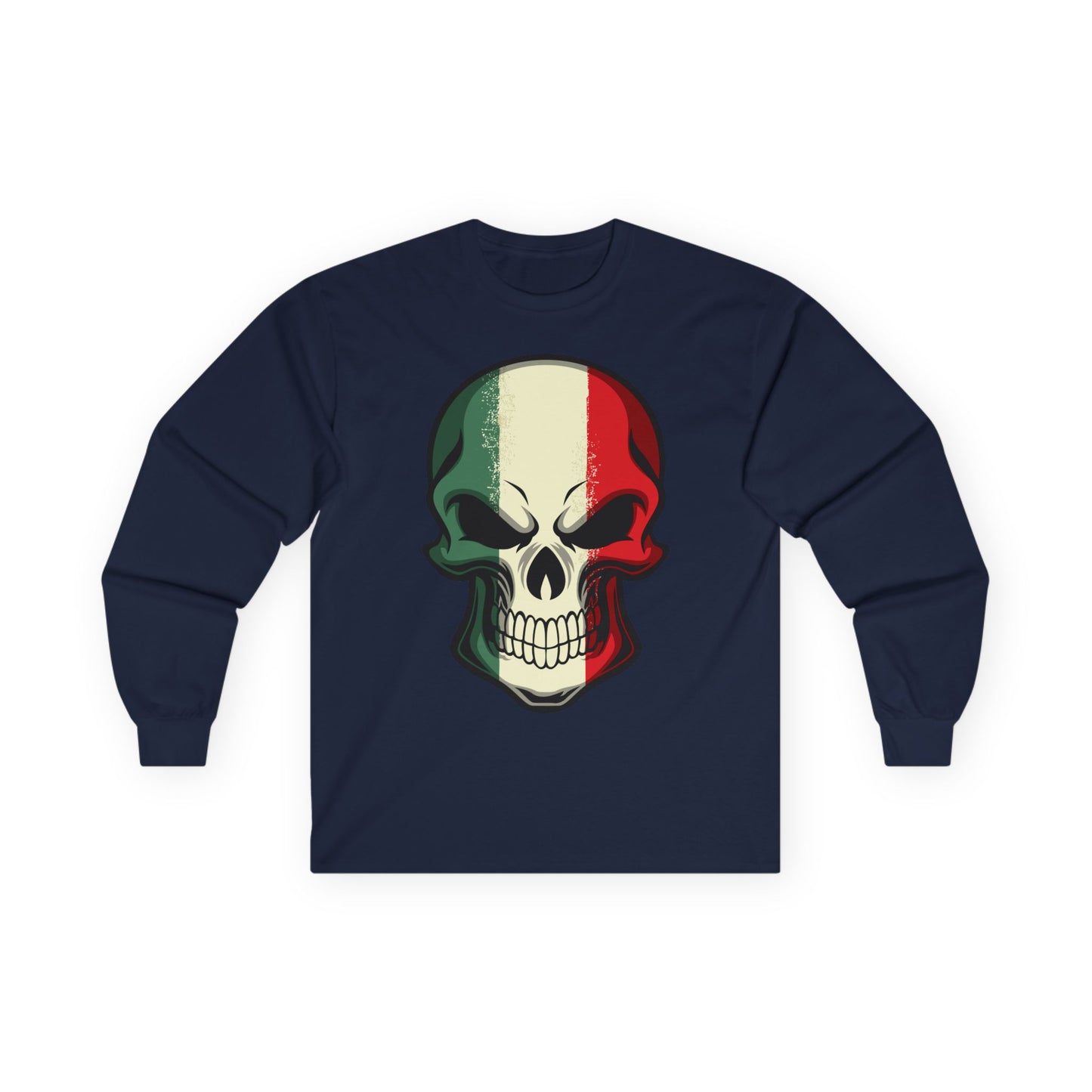 Unisex Ultra Cotton Long Sleeve Tee - Red White Green Skull