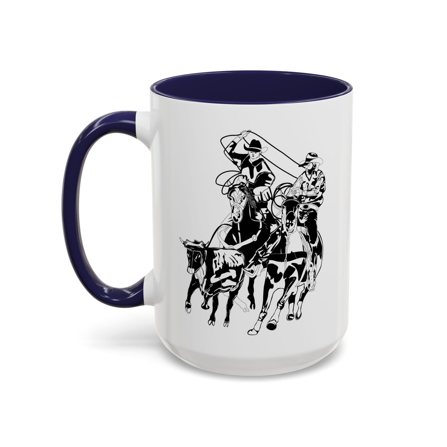 Accent Coffee Mug (11, 15oz) - California Rodeo - Salinas Team Roping - BW