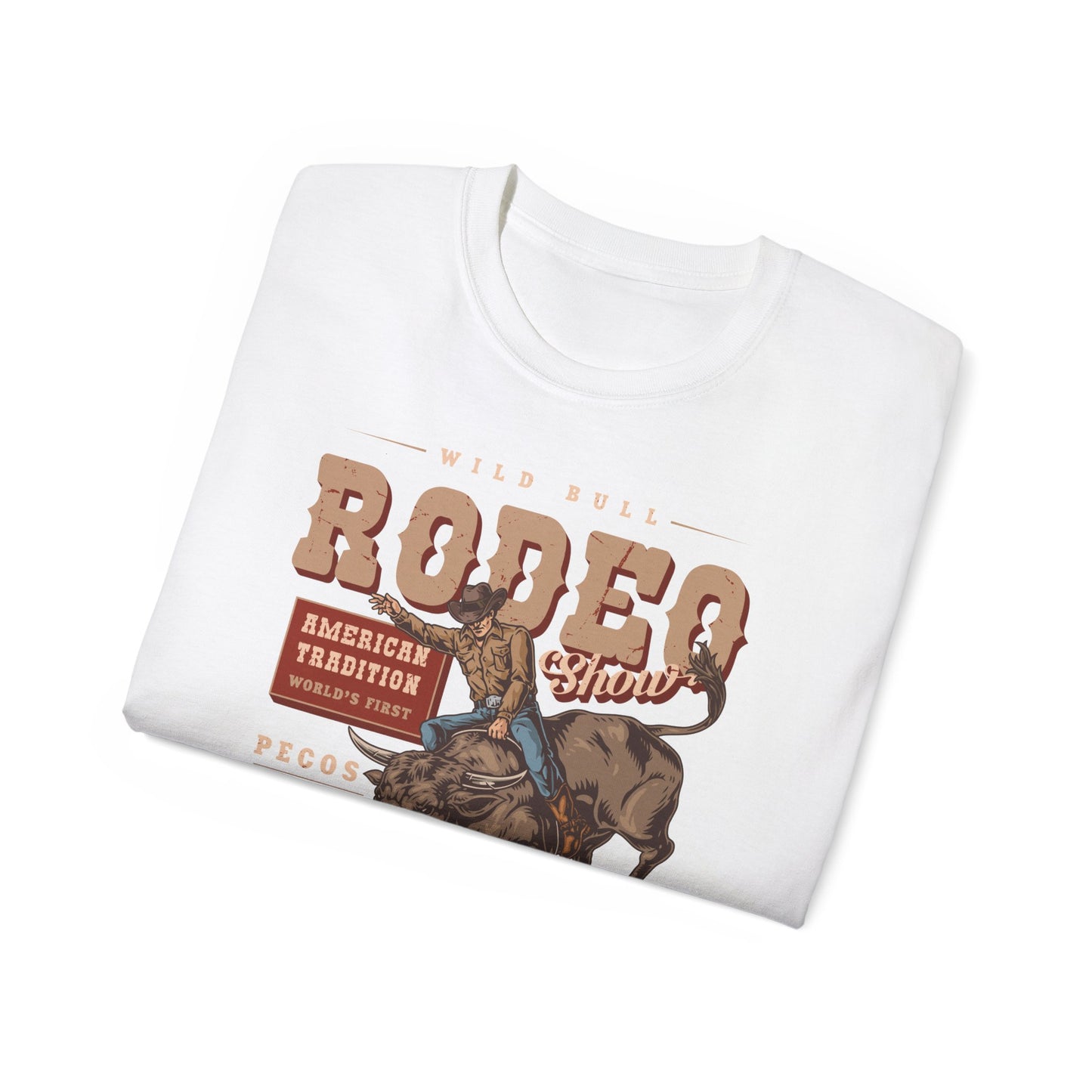 Western Rodeo Cowboy Tee - Fun Casual Shirt for Rodeo Fans, Gift for Country Lovers, Festival Outfit, Everyday Wear, Rodeo Apparel - American Tradition Wild Bull Rodeo Show - Wild West Cowboy, Texas