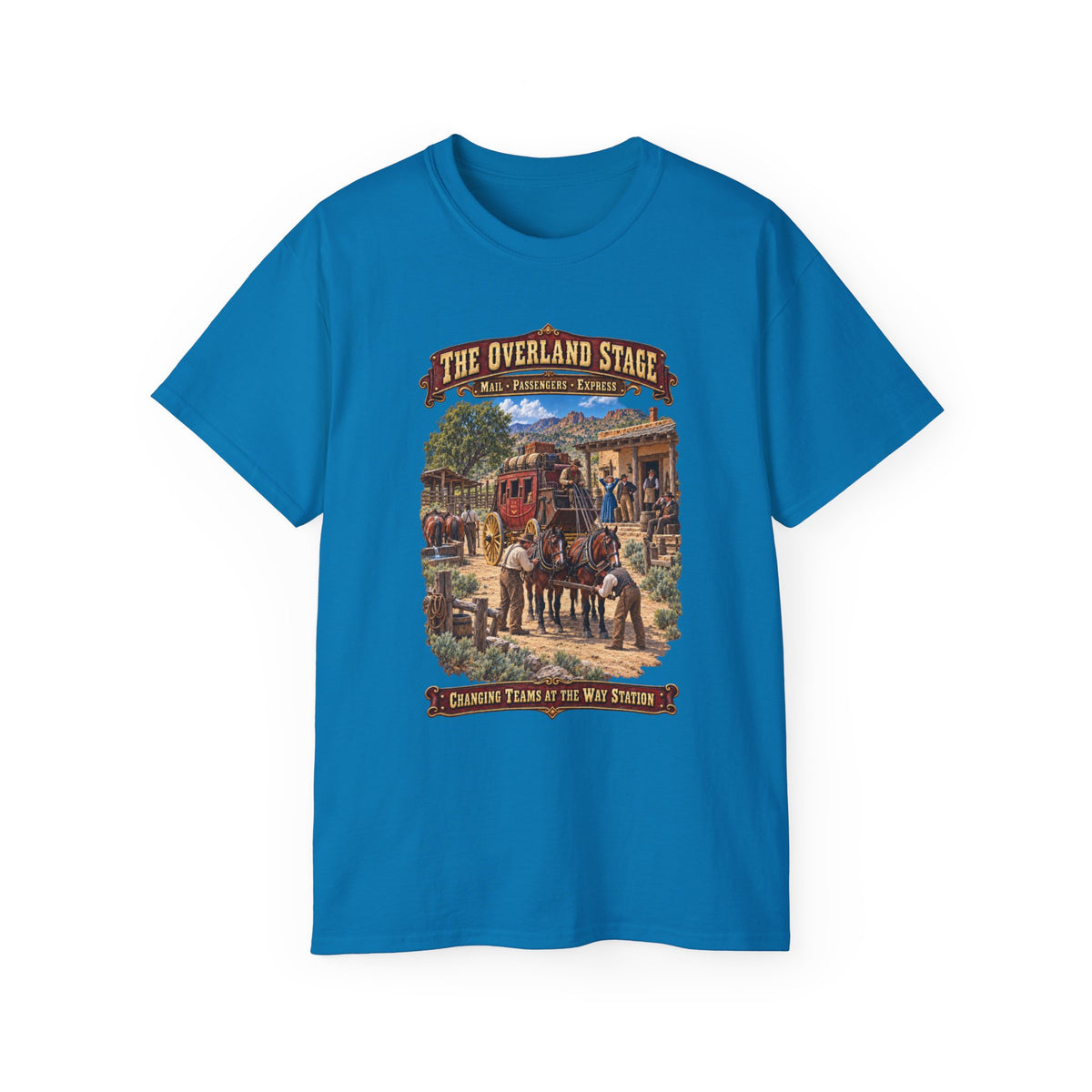 Unisex Ultra Cotton Tee - Overland Stage - Changing Teams at the Way Station - 3D - Enhanced