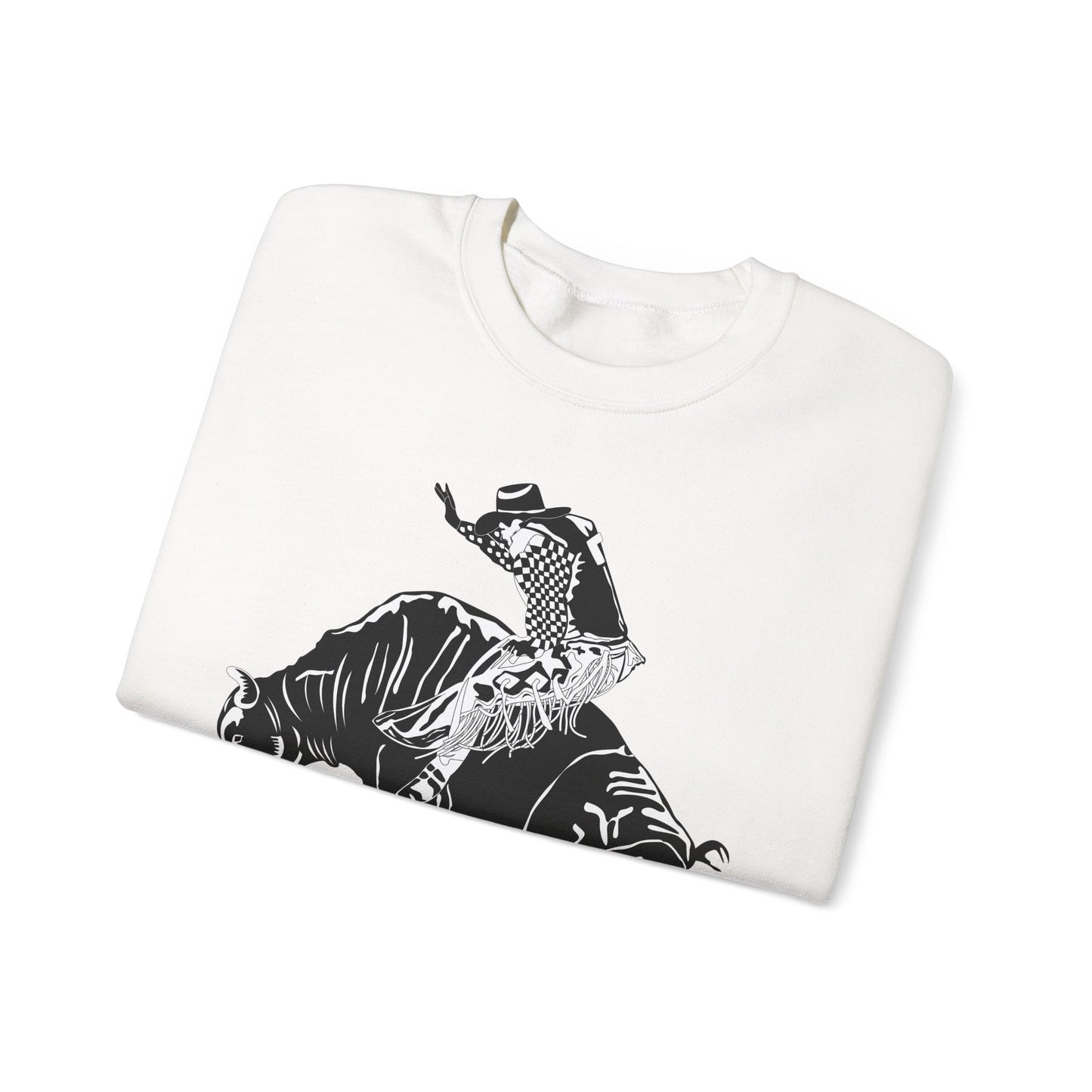 Crewneck Sweatshirt - Cowboy - Bull Rider - BW