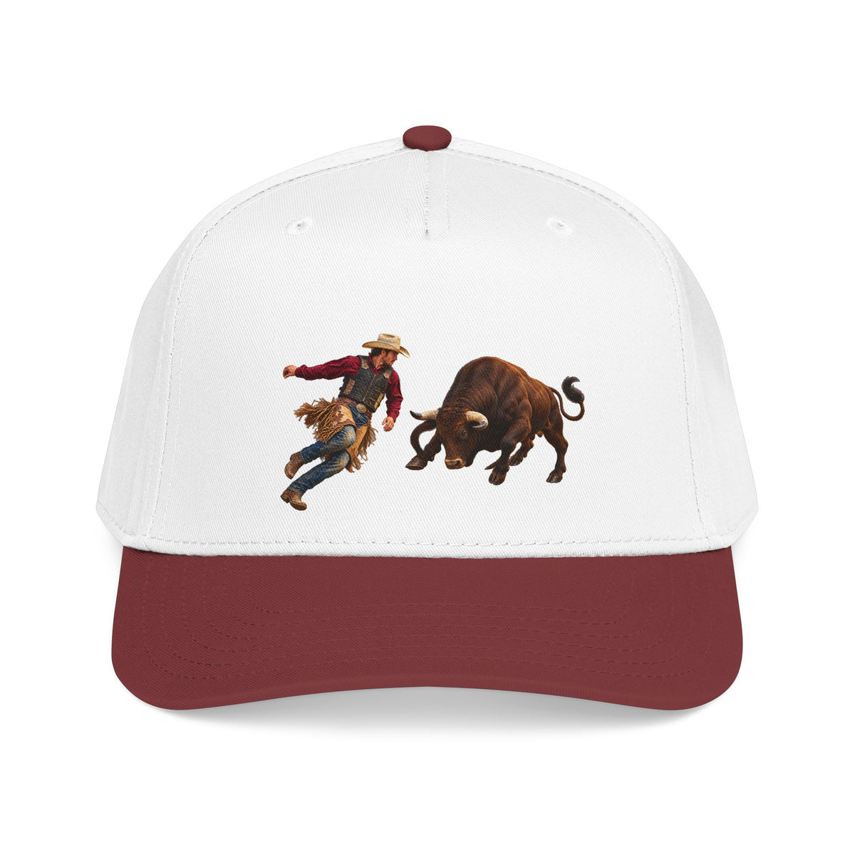 Mid Profile Baseball Cap — Cowboys - Cowboy and Bull - Color - 3D Transparent