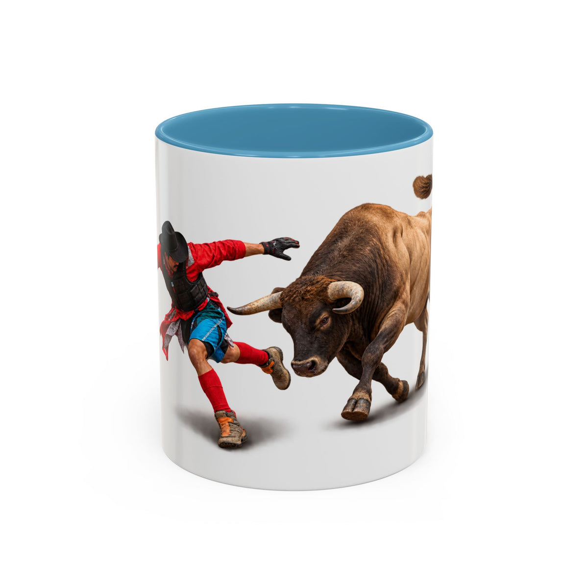 Accent Coffee Mug (11, 15oz) - Rodeo - Bull and Clown - 3D