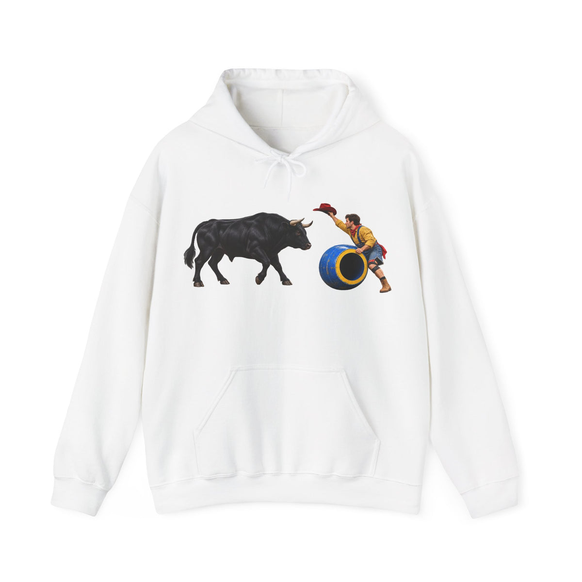 Hoodie — Cowboys - Clown Teasing Bull, Barrel - 3D Transparent