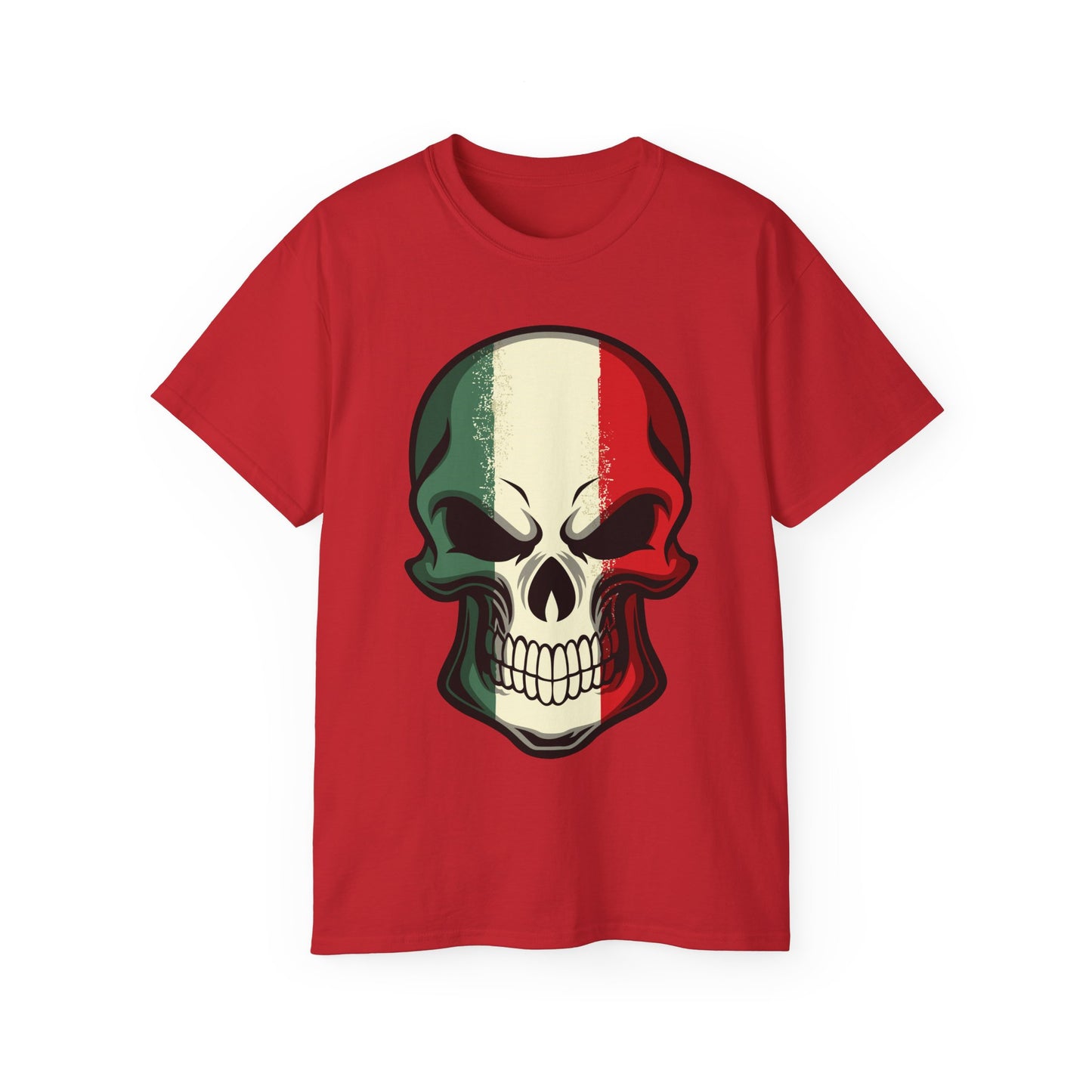 Unisex Ultra Cotton Tee - Red White Green Skull