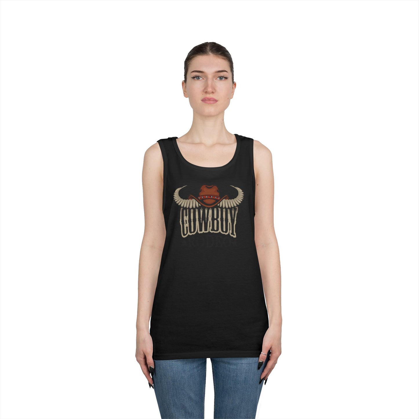 Unisex Heavy Cotton Tank Top - Cowboy Rodeo - Horn