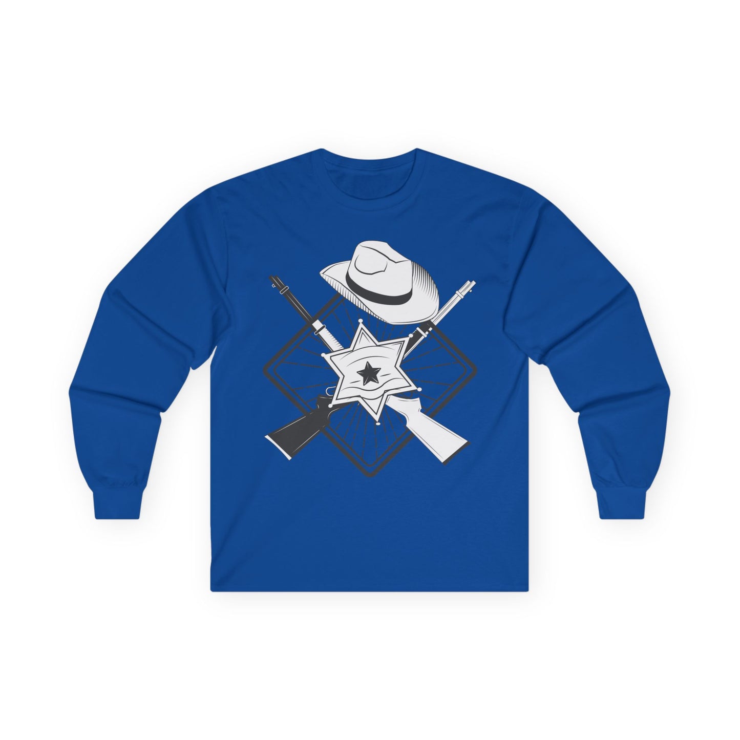 Unisex Ultra Cotton Long Sleeve Tee - Vintage Cowboy w Rifles and Hat