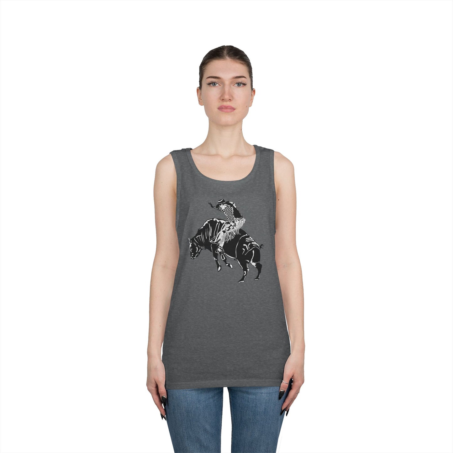 Unisex Heavy Cotton Tank Top - Cowboy - Bull Rider - BW