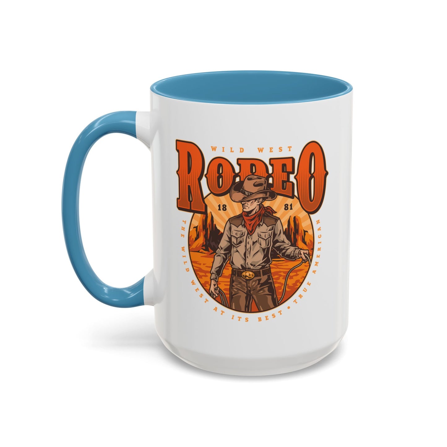 Accent Coffee Mug (11, 15oz) - Wild West Rodeo - True American - The Wild West At Its Best