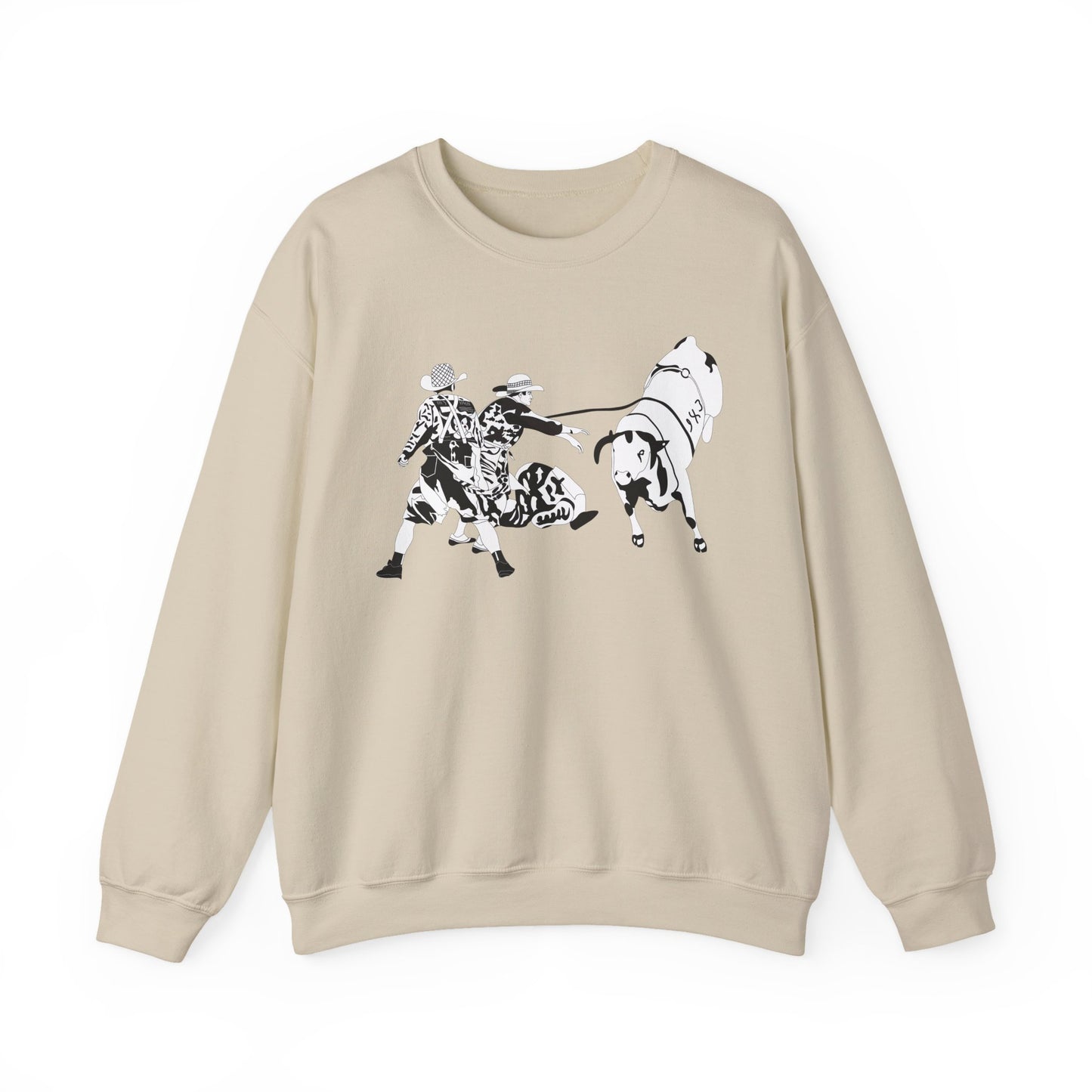 Crewneck Sweatshirt - Clowns and Bull - BW
