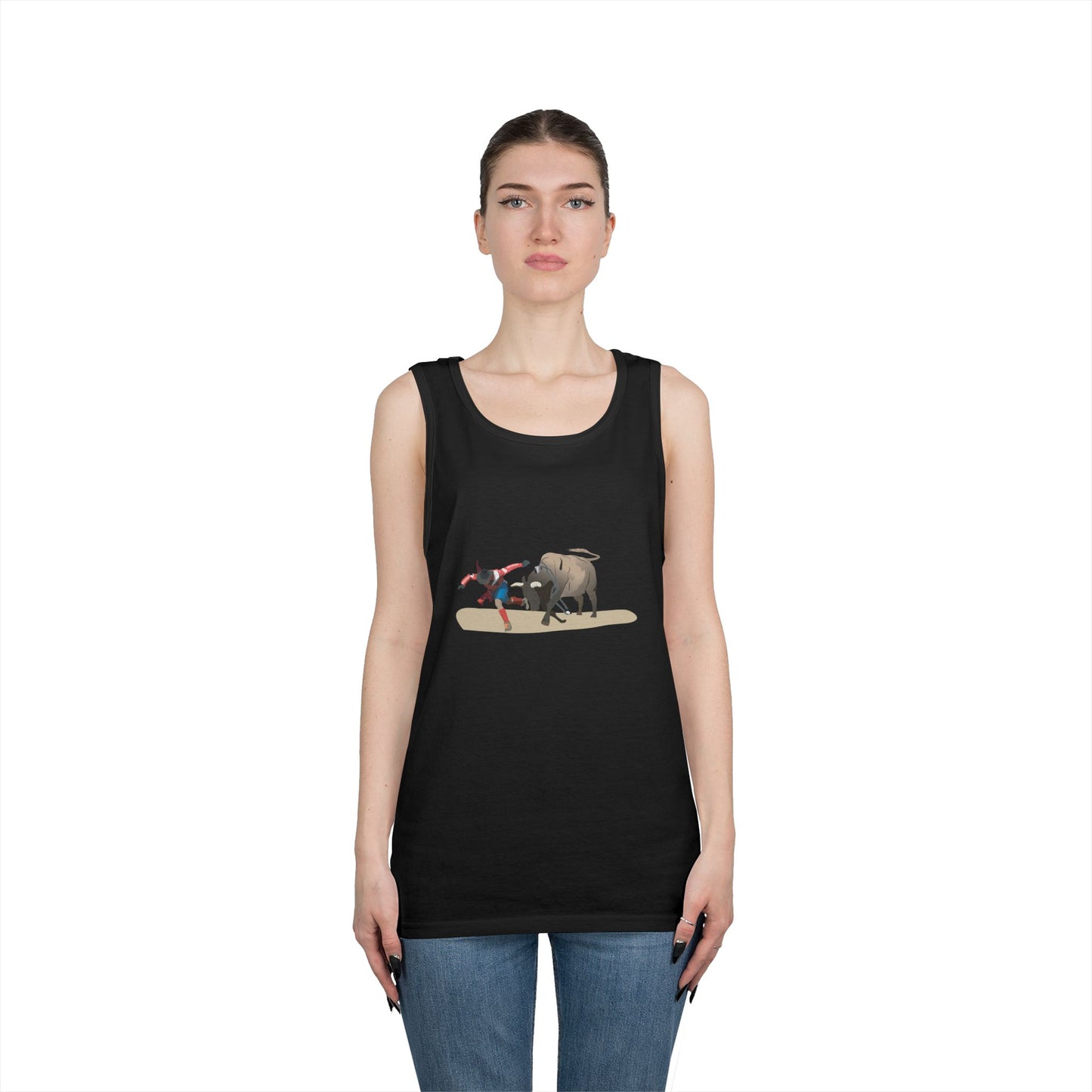 Unisex Heavy Cotton Tank Top - Rodeo - Bull and Clown