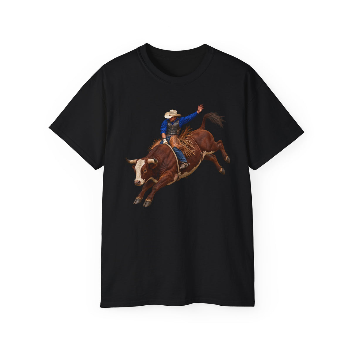 Unisex Ultra Cotton Tee - Cowboys - Bull Rider - Mid Ride - without Text - 3D Transparent