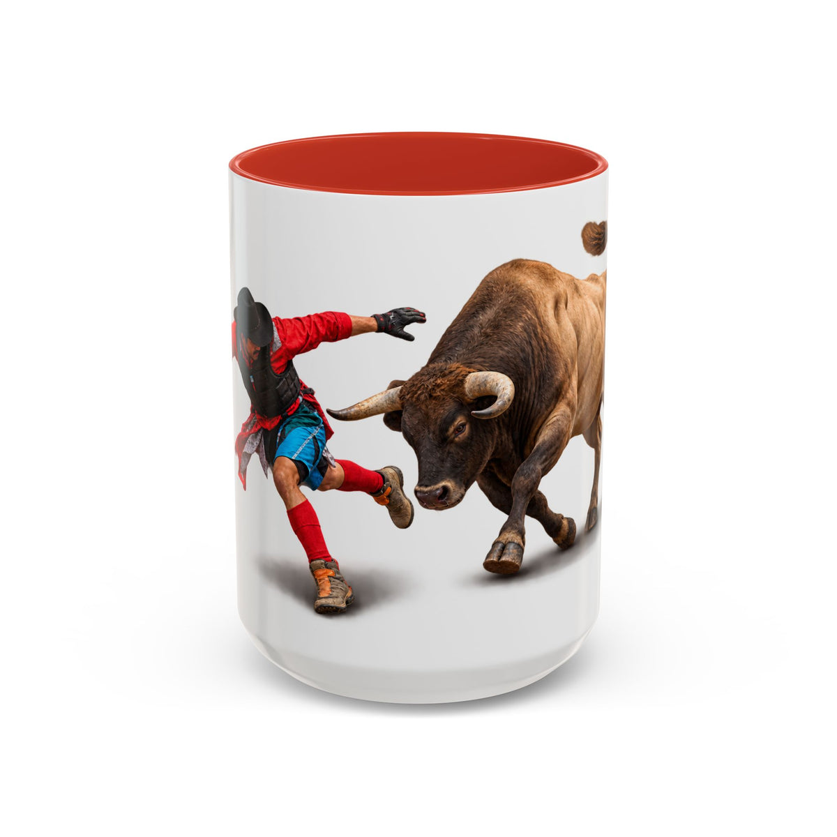 Accent Coffee Mug (11, 15oz) - Rodeo - Bull and Clown - 3D