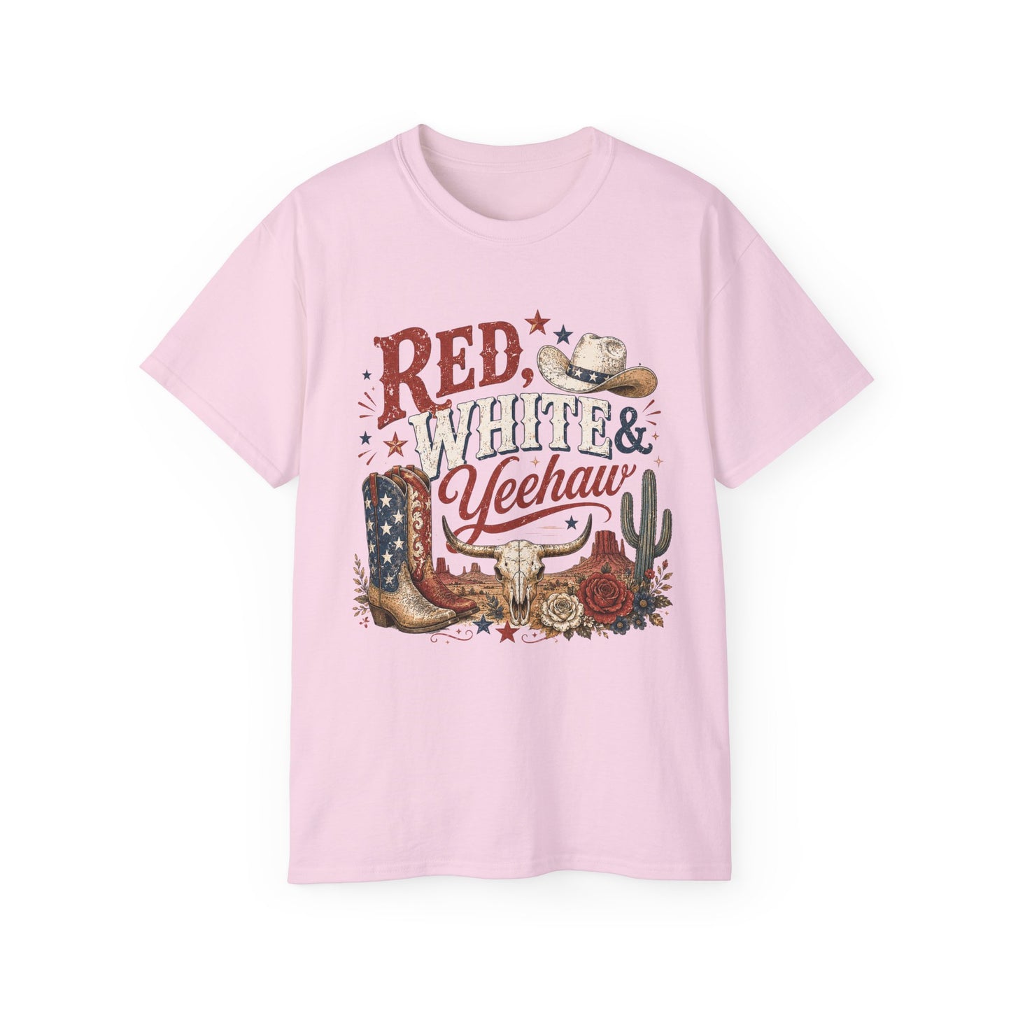 T-Shirt - Red, white & yeehaw in the desert