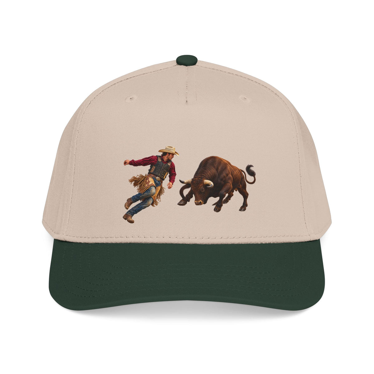 Mid Profile Baseball Cap — Cowboys - Cowboy and Bull - Color - 3D Transparent