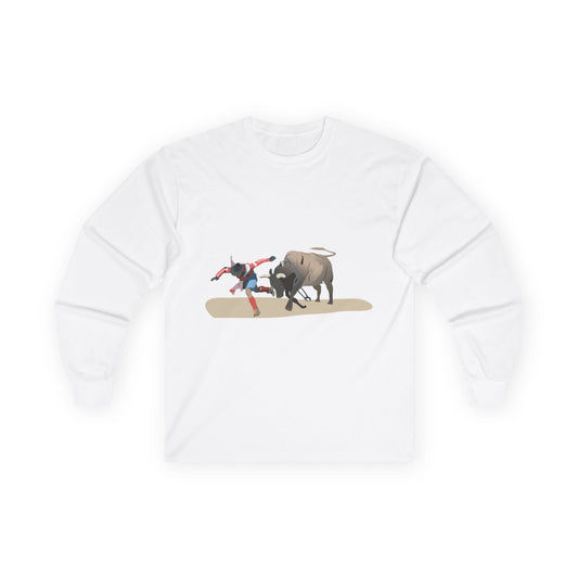 Unisex Ultra Cotton Long Sleeve Tee - Rodeo - Bull and Clown