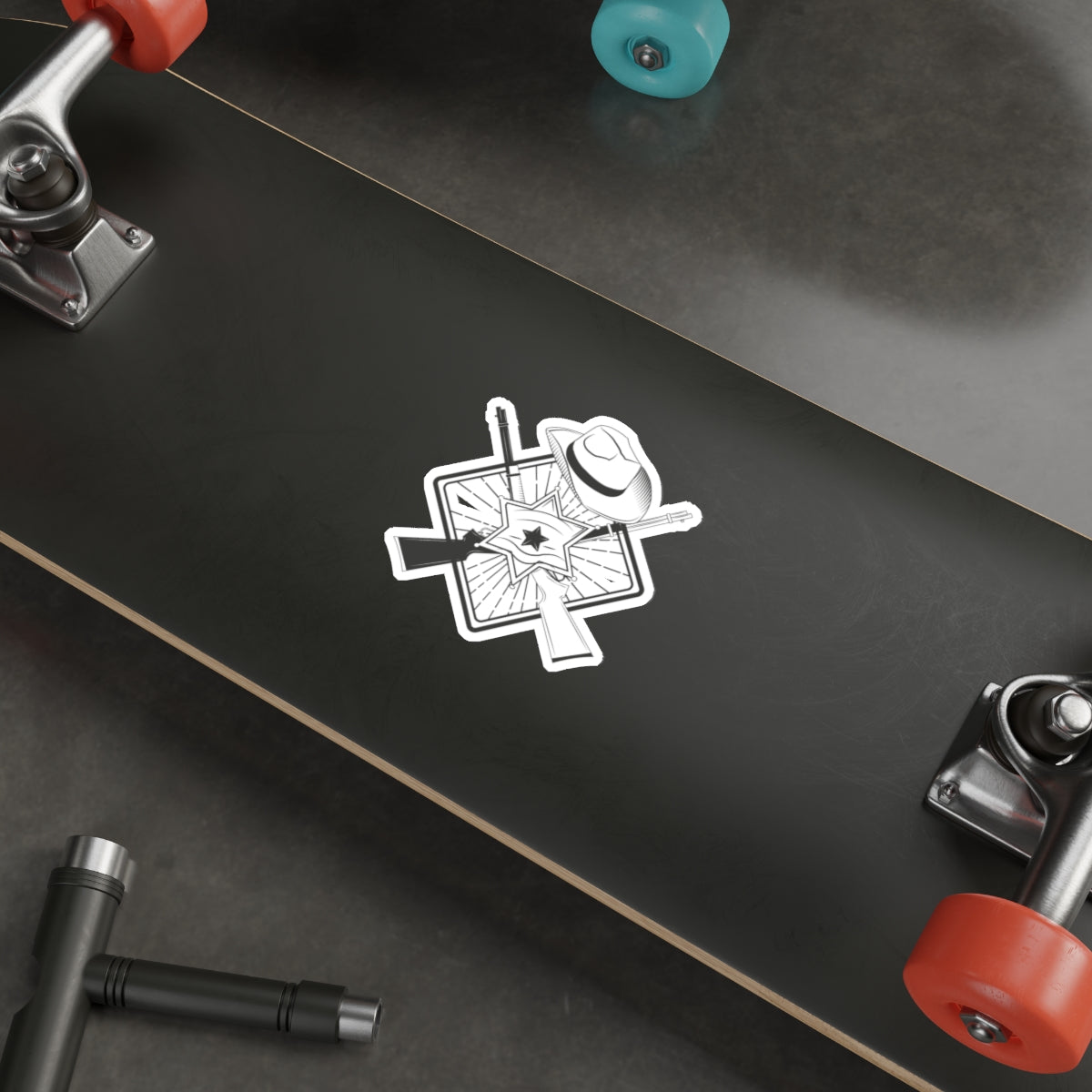 Die-cut stickers - Vintage Cowboy w Rifles and Hat