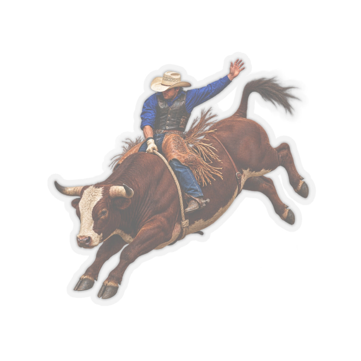 Kiss-Cut Stickers - Cowboys - Bull Rider - Mid Ride - without Text - 3D Transparent