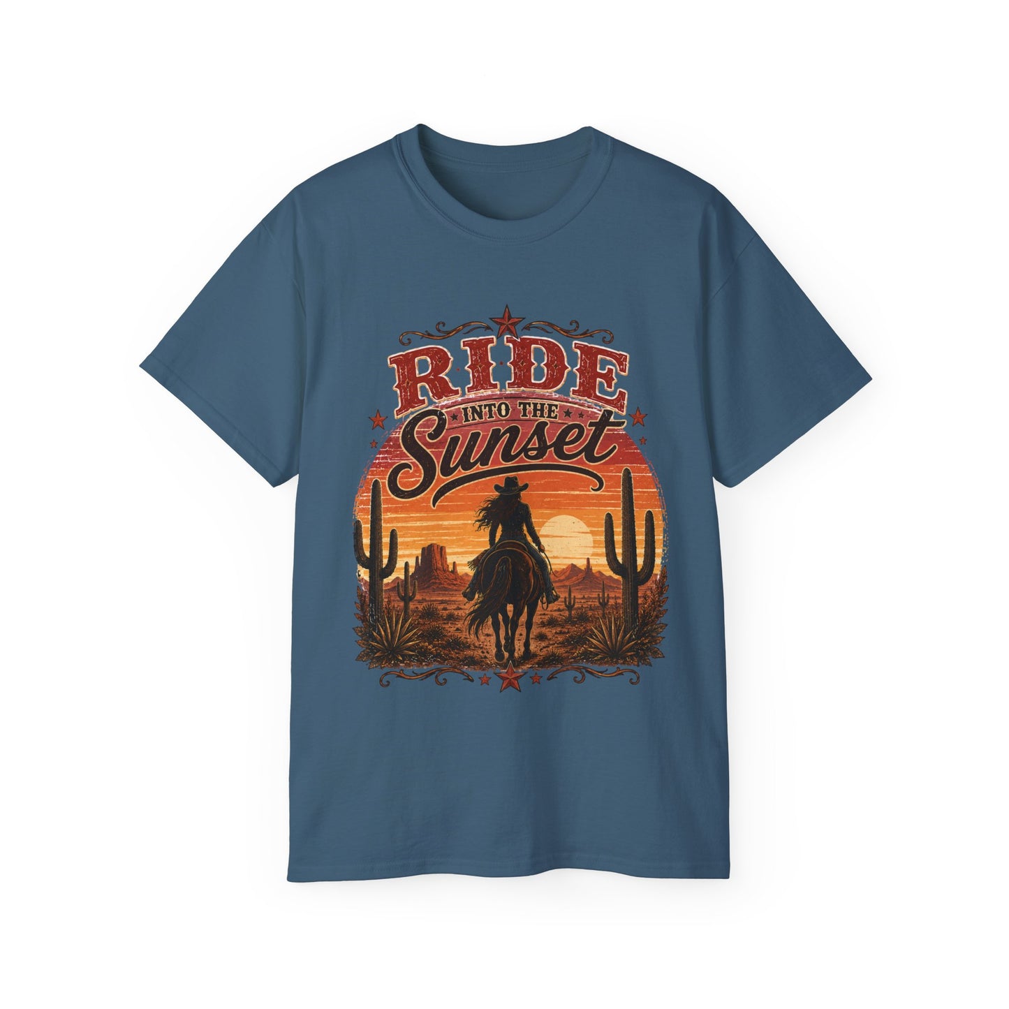 T-Shirt - Riding into the desert sunset
