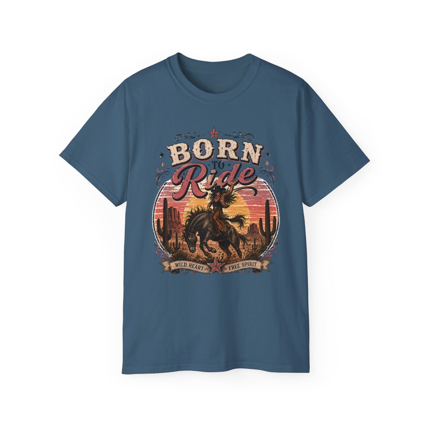 T-Shirt - Born to ride in the wild west