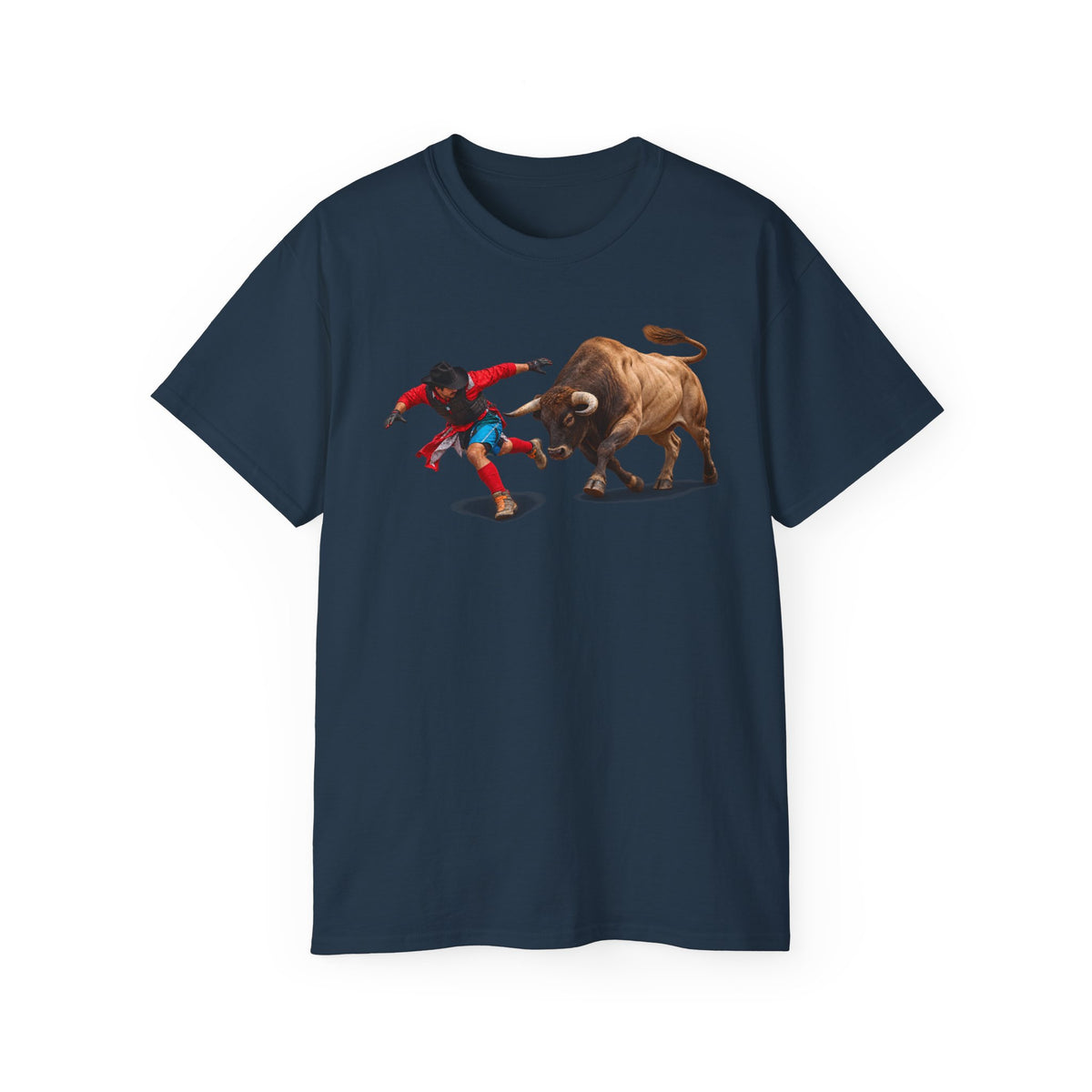 Unisex Ultra Cotton Tee - Rodeo - Bull and Clown - 3D