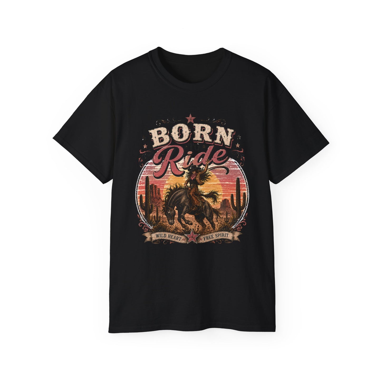 T-Shirt - Born to ride in the wild west