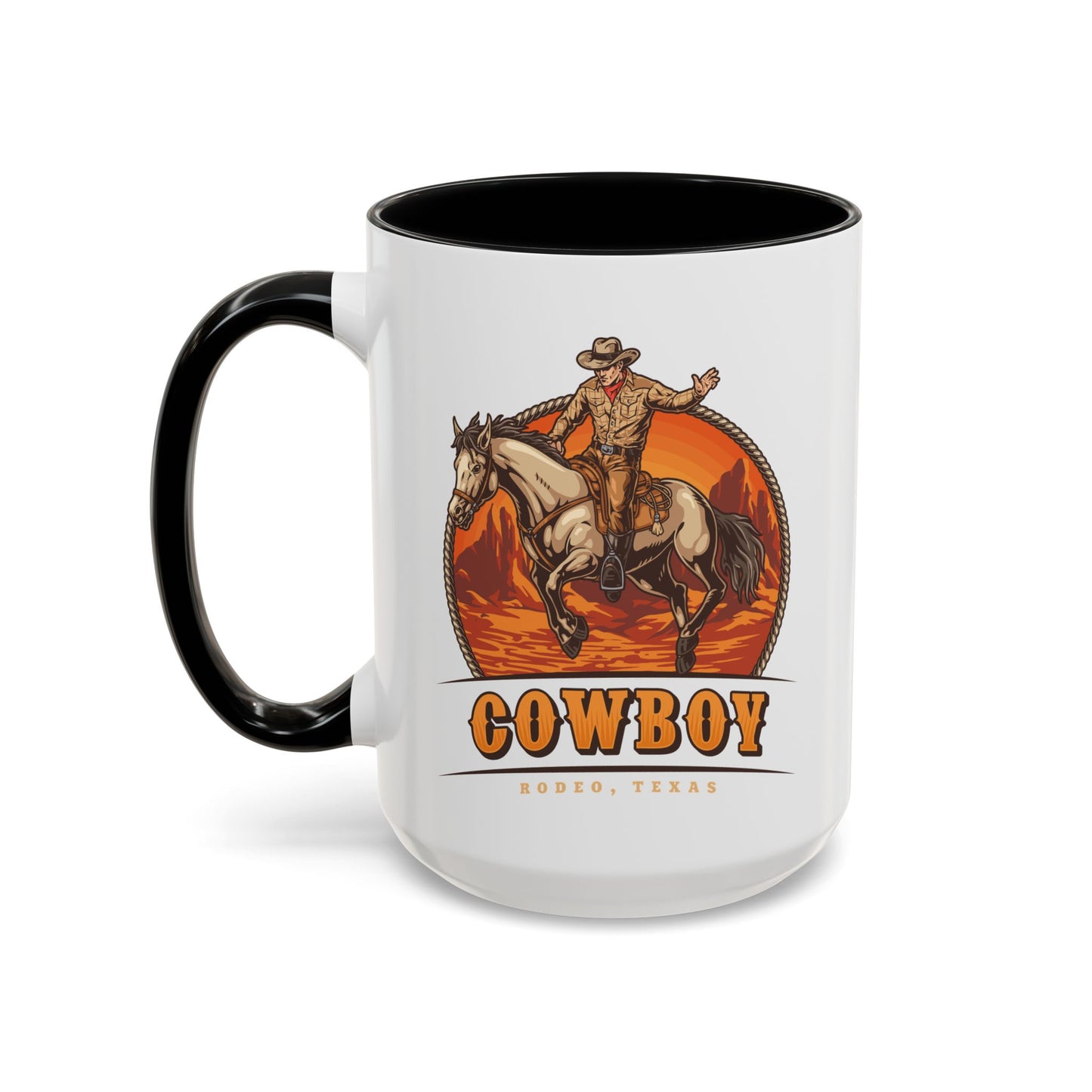 Accent Coffee Mug (11, 15oz) - Rodeo Cowboy - Texas