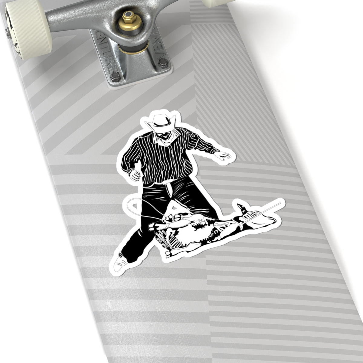 Kiss-Cut Stickers - Calf Roping - BW