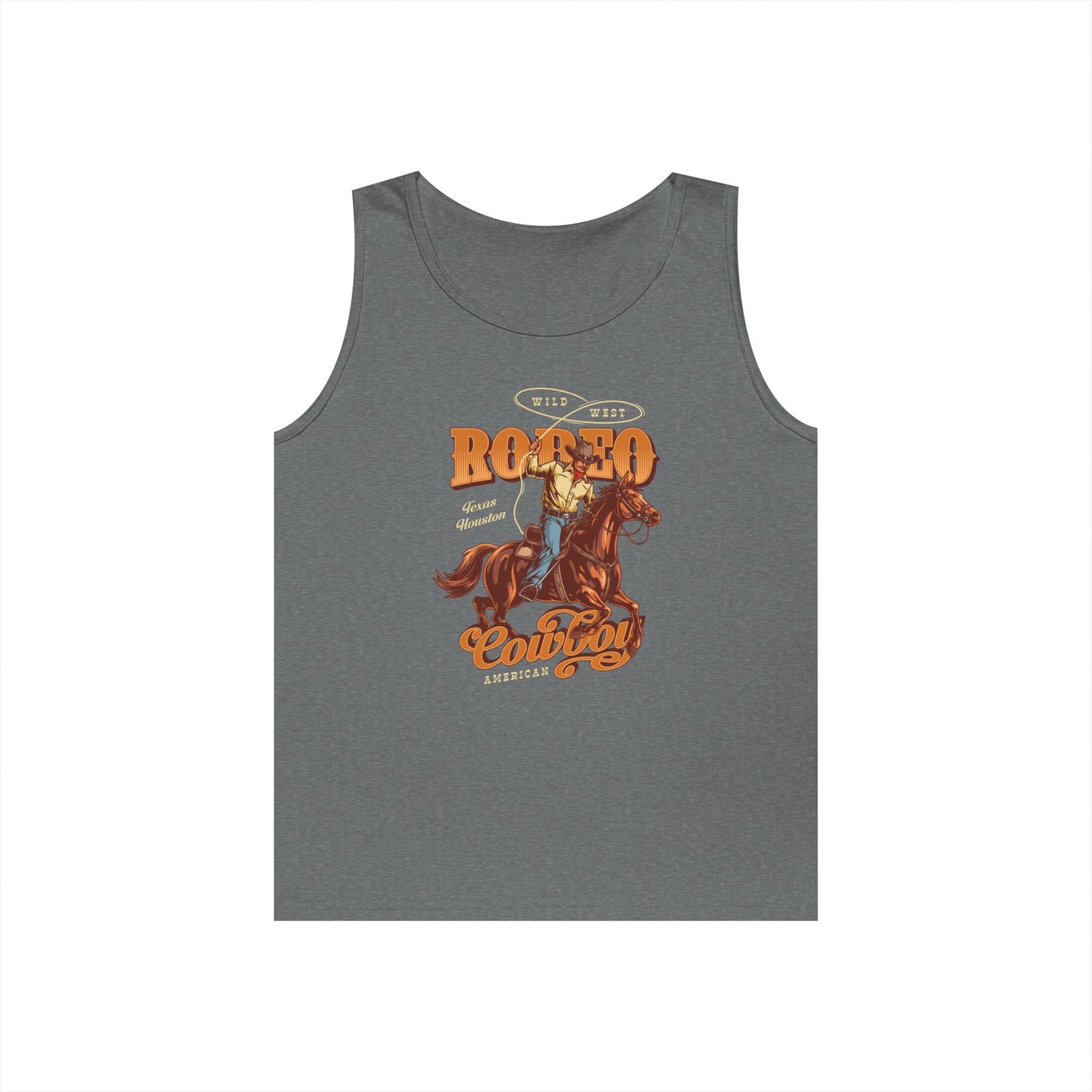 Unisex Heavy Cotton Tank Top - Wild West - Houston, Texas - American Rodeo Cowboy