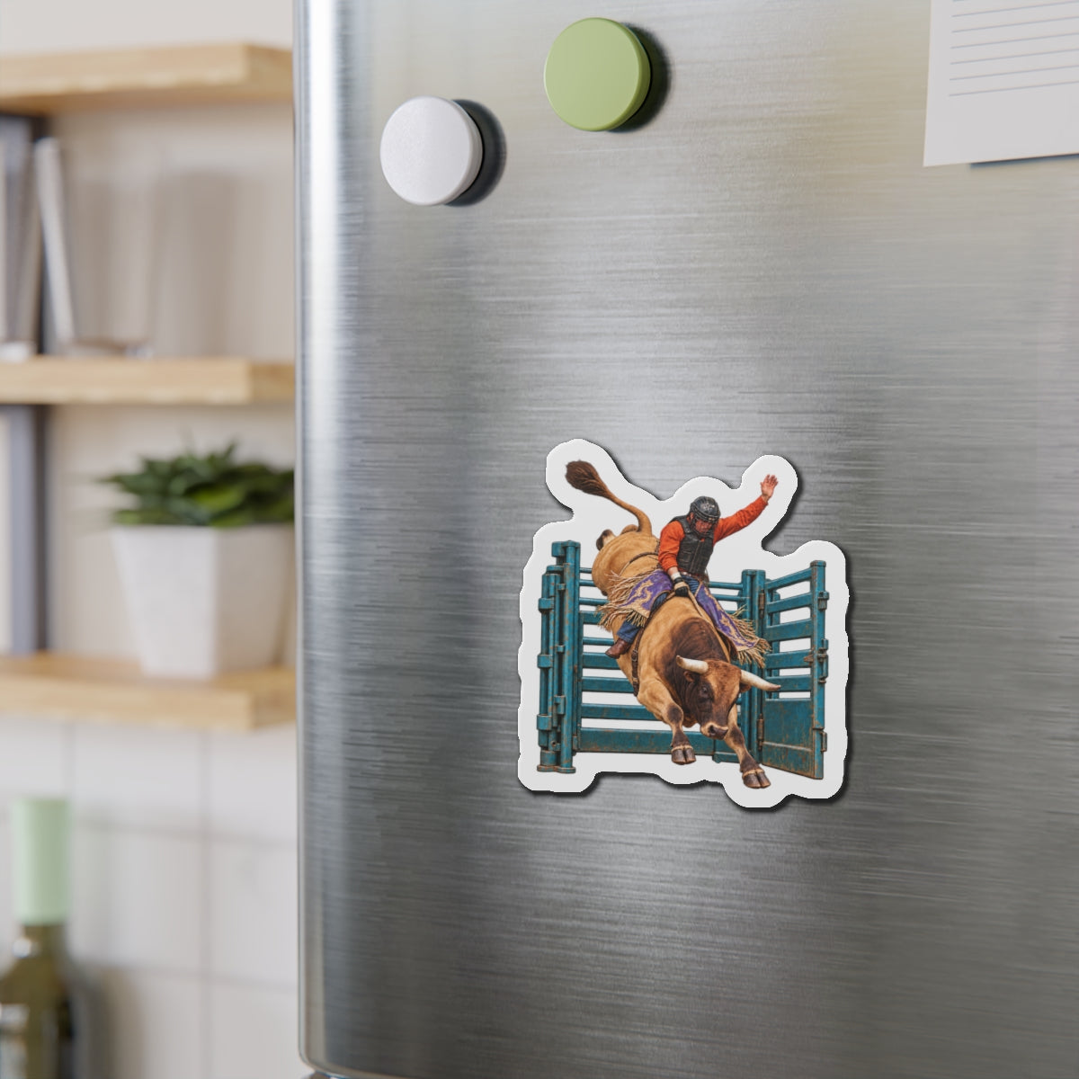 Die-Cut Magnets — Cowboys - Bull Rider - Out of the Chute - without Text - 3D Transparent