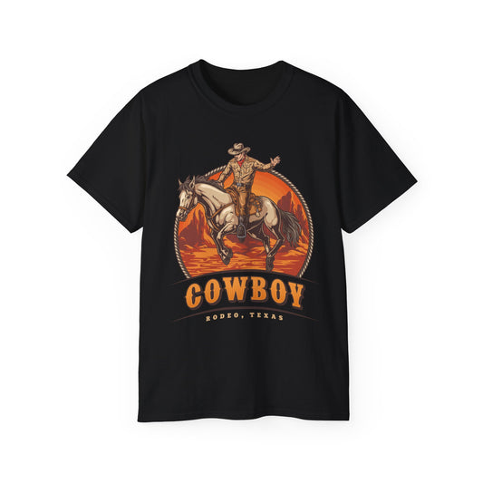 Western Rodeo Cowboy Tee - Fun Casual Shirt for Rodeo Fans, Gift for Country Lovers, Festival Outfit, Everyday Wear, Rodeo Apparel - Rodeo Cowboy - Texas