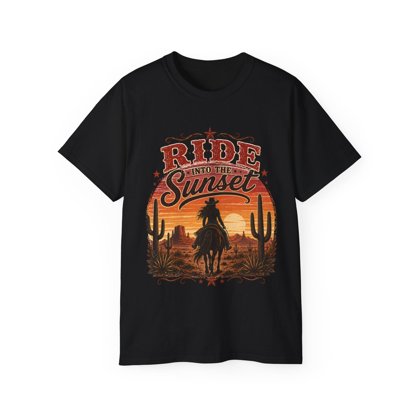 T-Shirt - Riding into the desert sunset