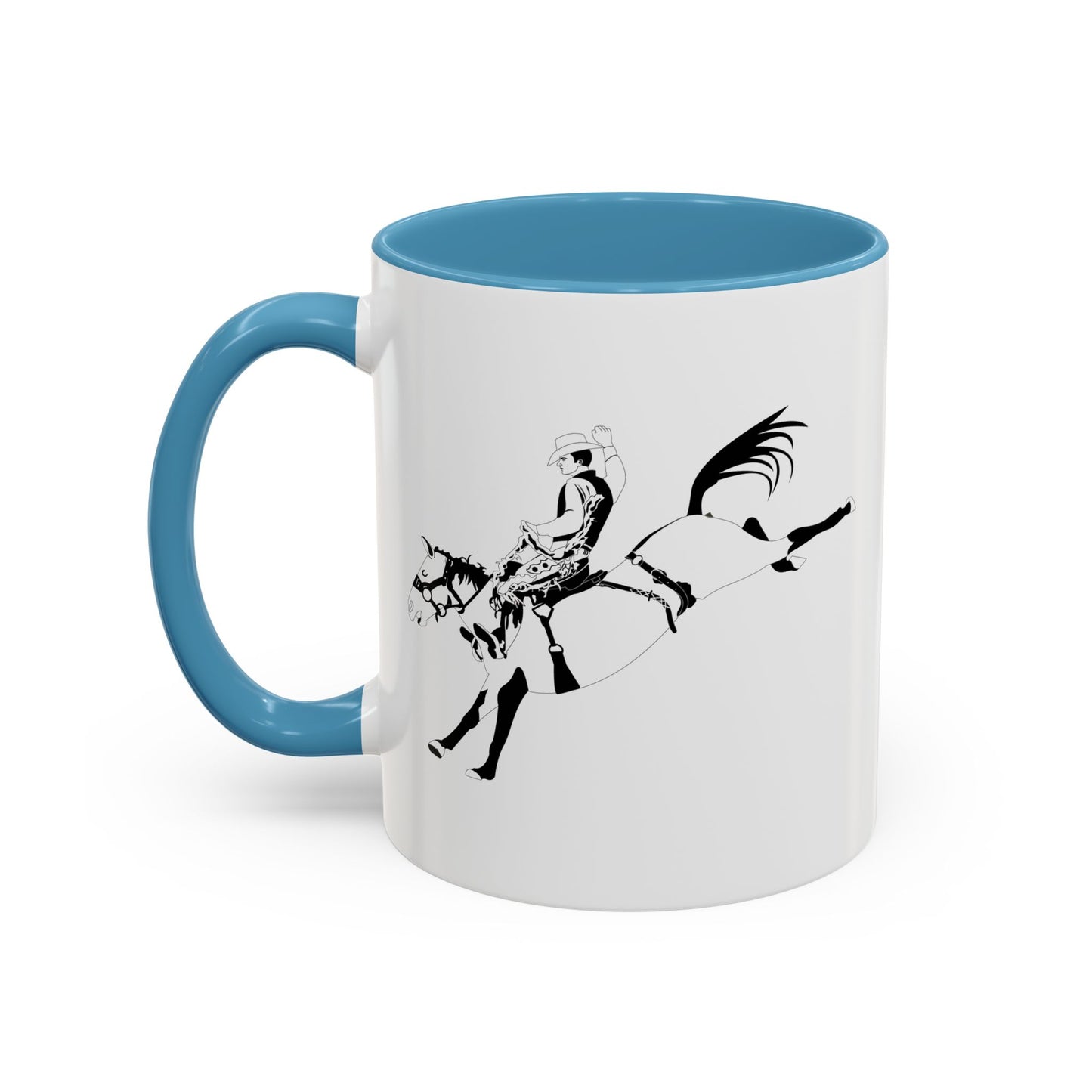 Accent Coffee Mug (11, 15oz) - Cowboy - Bronco Buster - BW