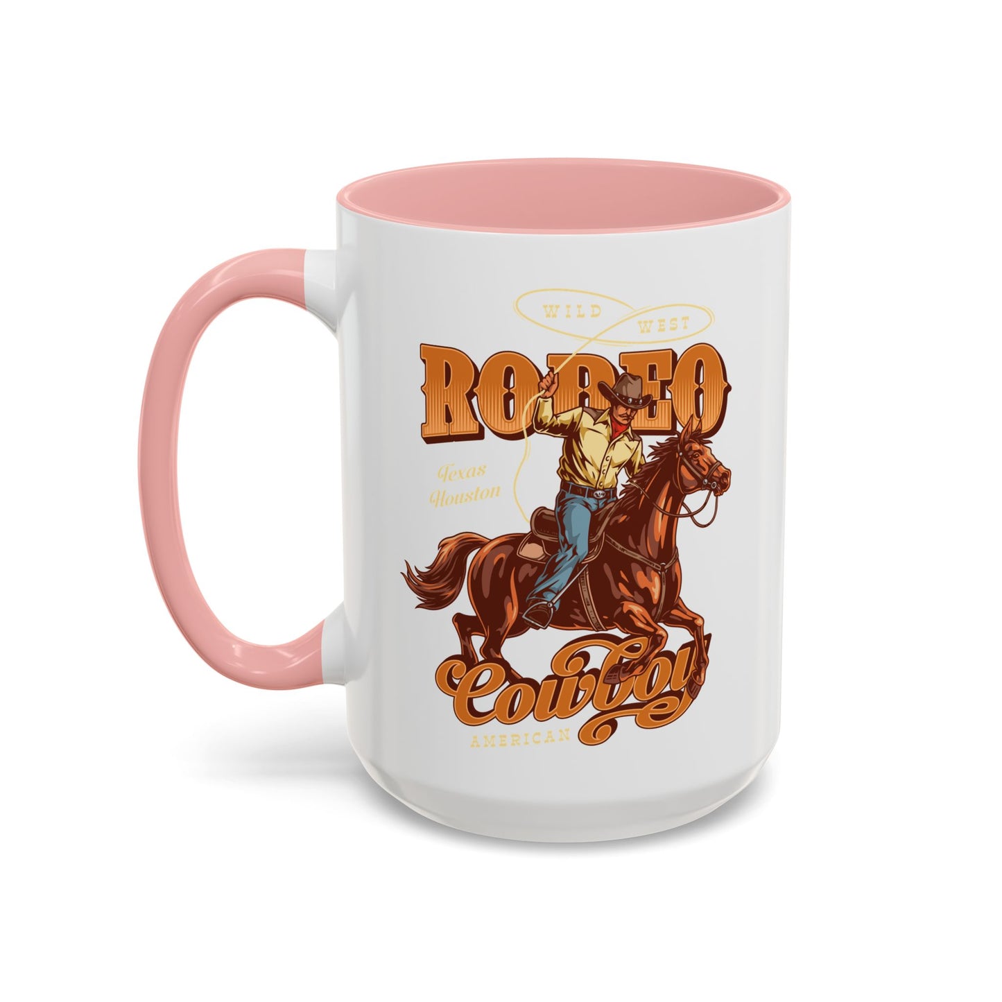 Accent Coffee Mug (11, 15oz) - Wild West - Houston, Texas - American Rodeo Cowboy