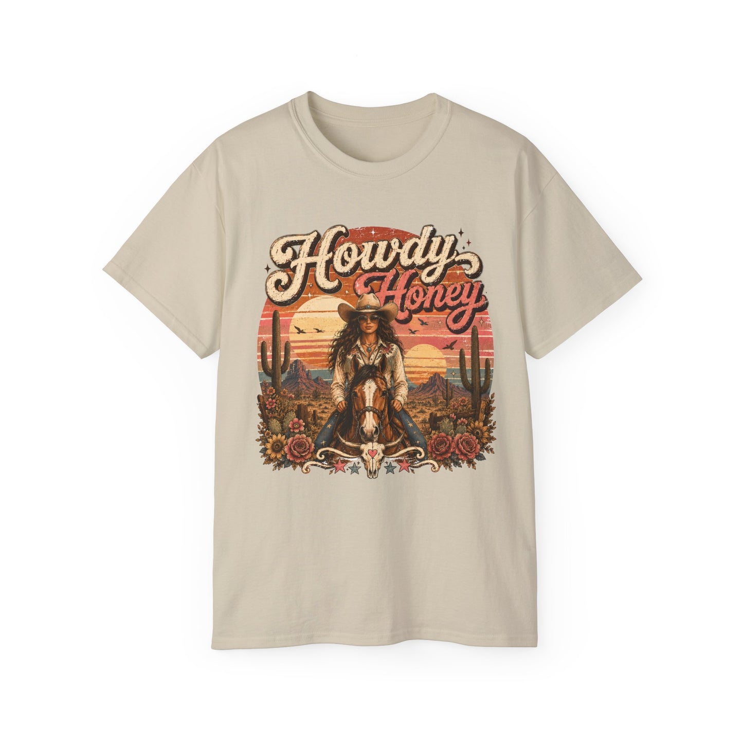 T-Shirt - Howdy honey cowgirl sunset vibes