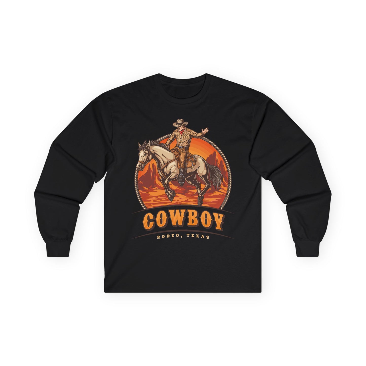 Unisex Ultra Cotton Long Sleeve Tee - Rodeo Cowboy - Texas