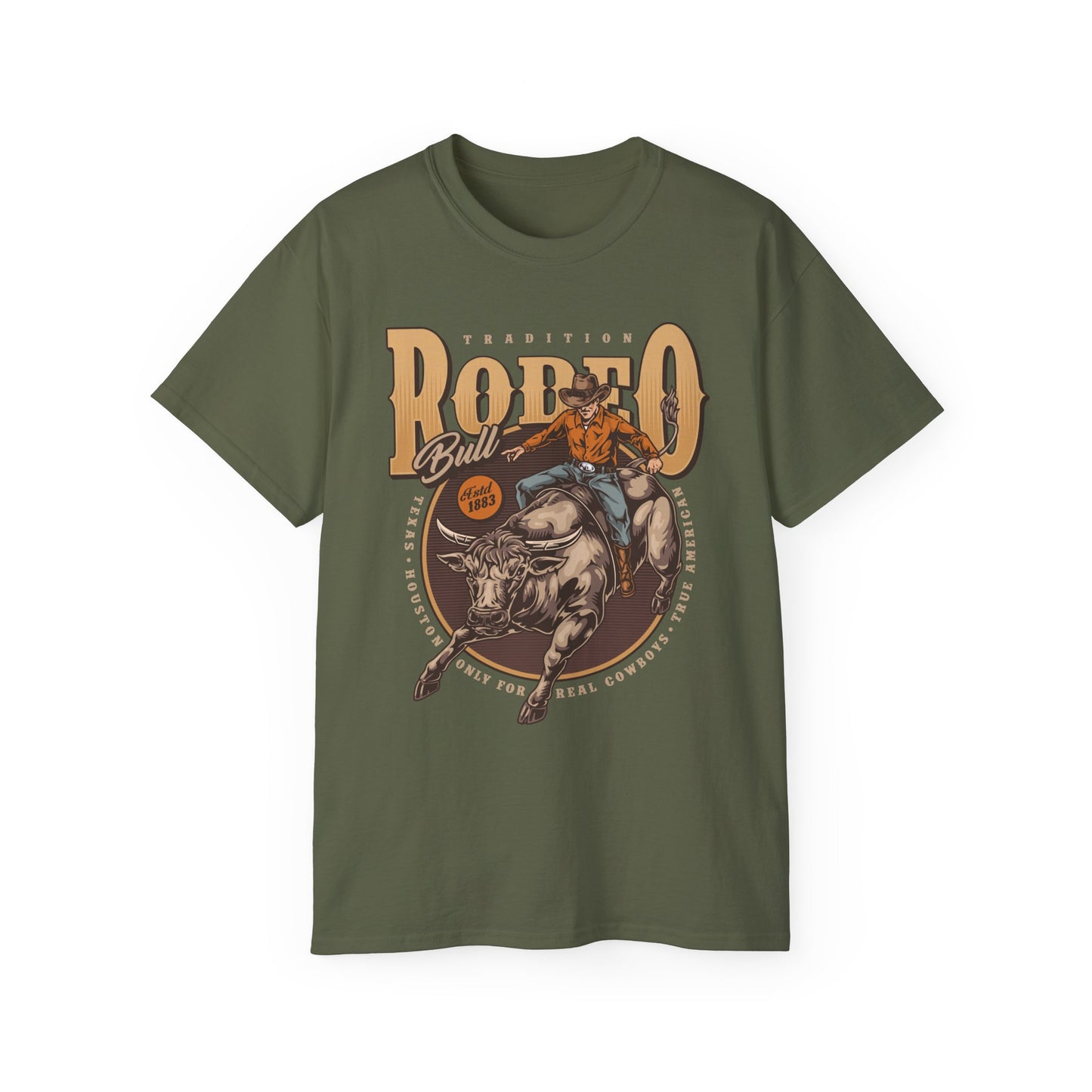 Western Rodeo Cowboy Tee - Fun Casual Shirt for Rodeo Fans, Gift for Country Lovers, Festival Outfit, Everyday Wear, Rodeo Apparel - Tradition Rodeo Bull - Real Cowboys