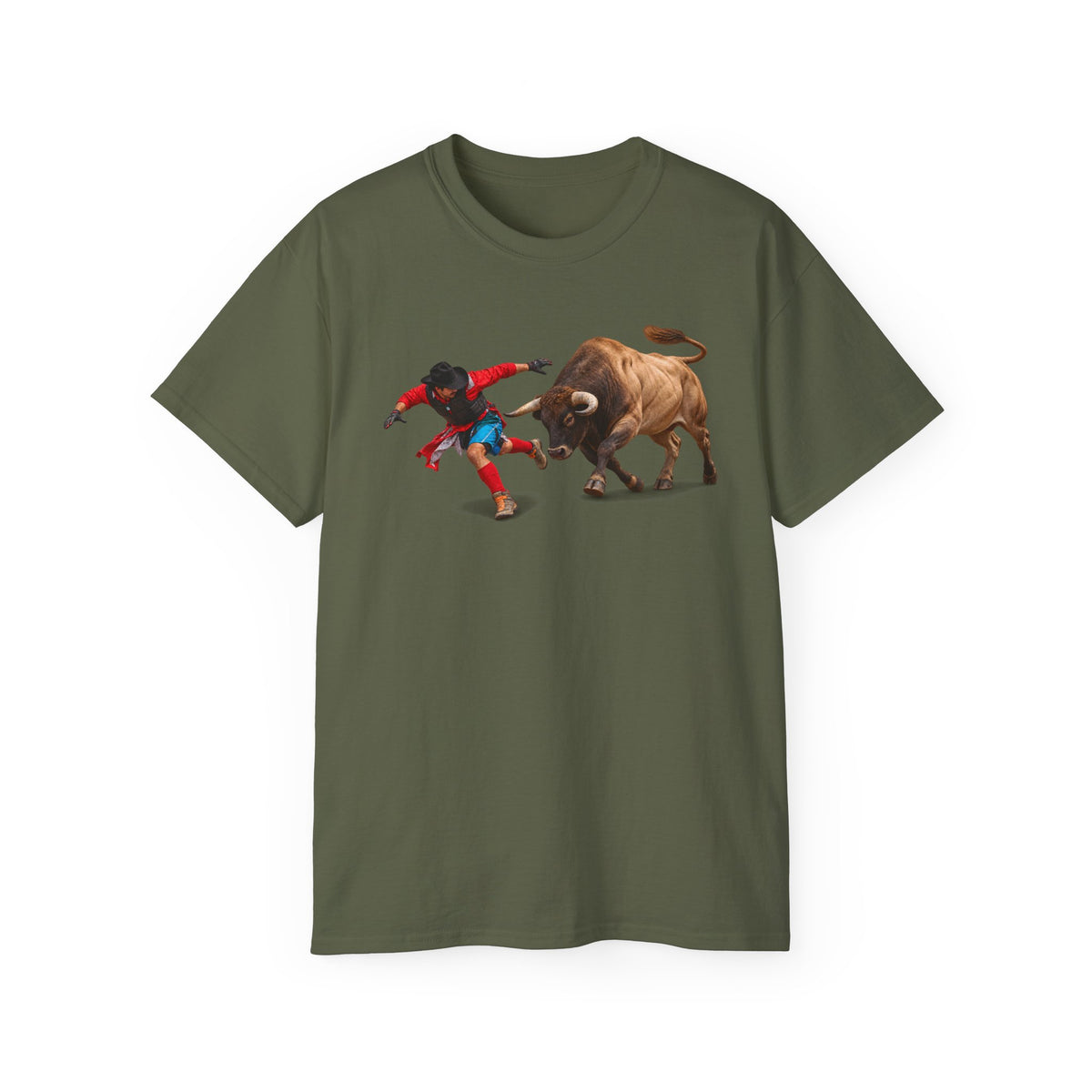 Unisex Ultra Cotton Tee - Rodeo - Bull and Clown - 3D