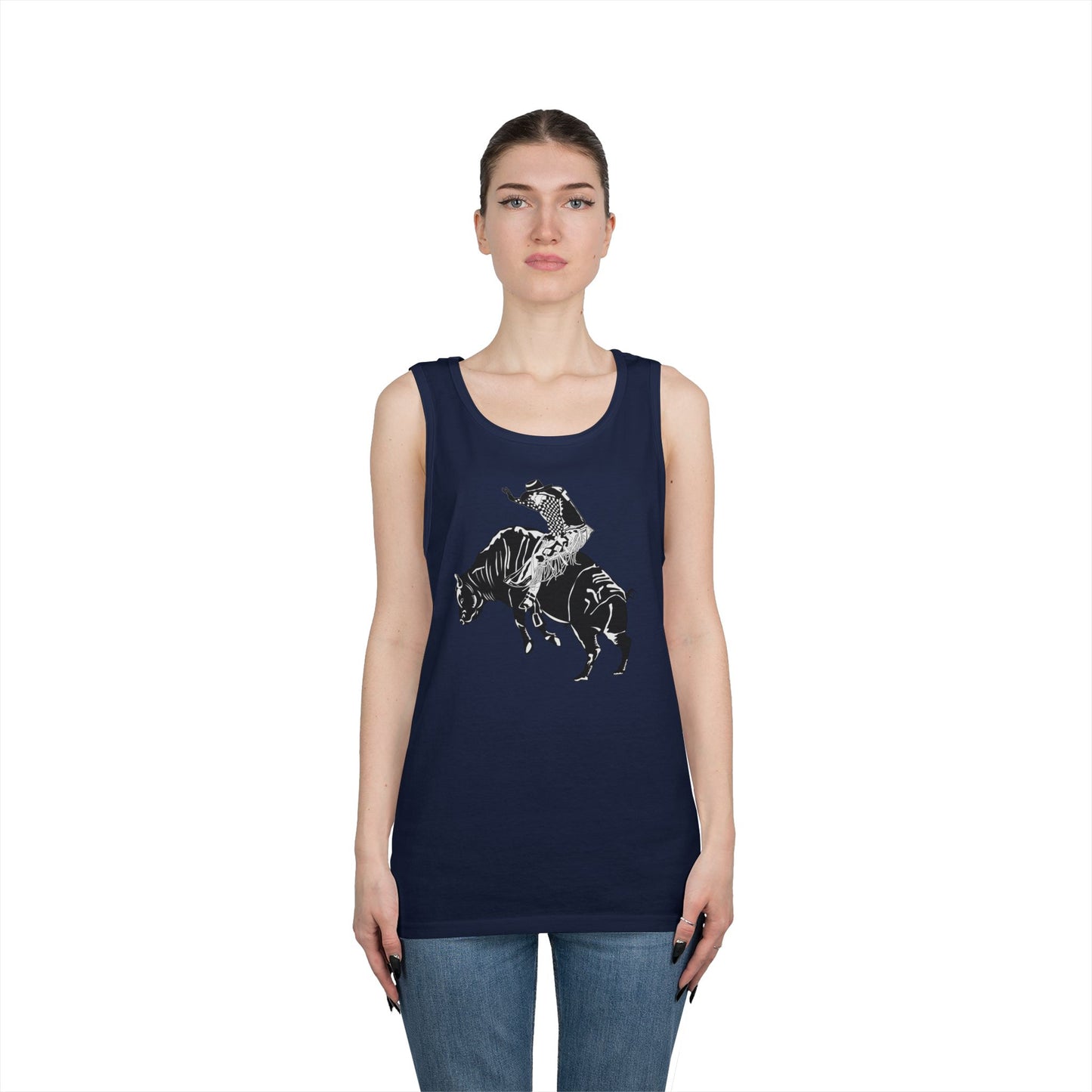 Unisex Heavy Cotton Tank Top - Cowboy - Bull Rider - BW